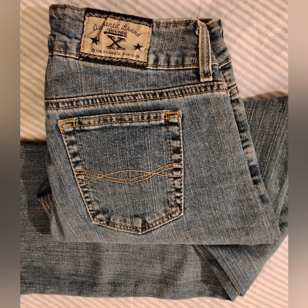 Vintage Wrangler Snap Front Cherry Lined Straight Leg Denim Jeans Jr.11 - Picture 1 of 14